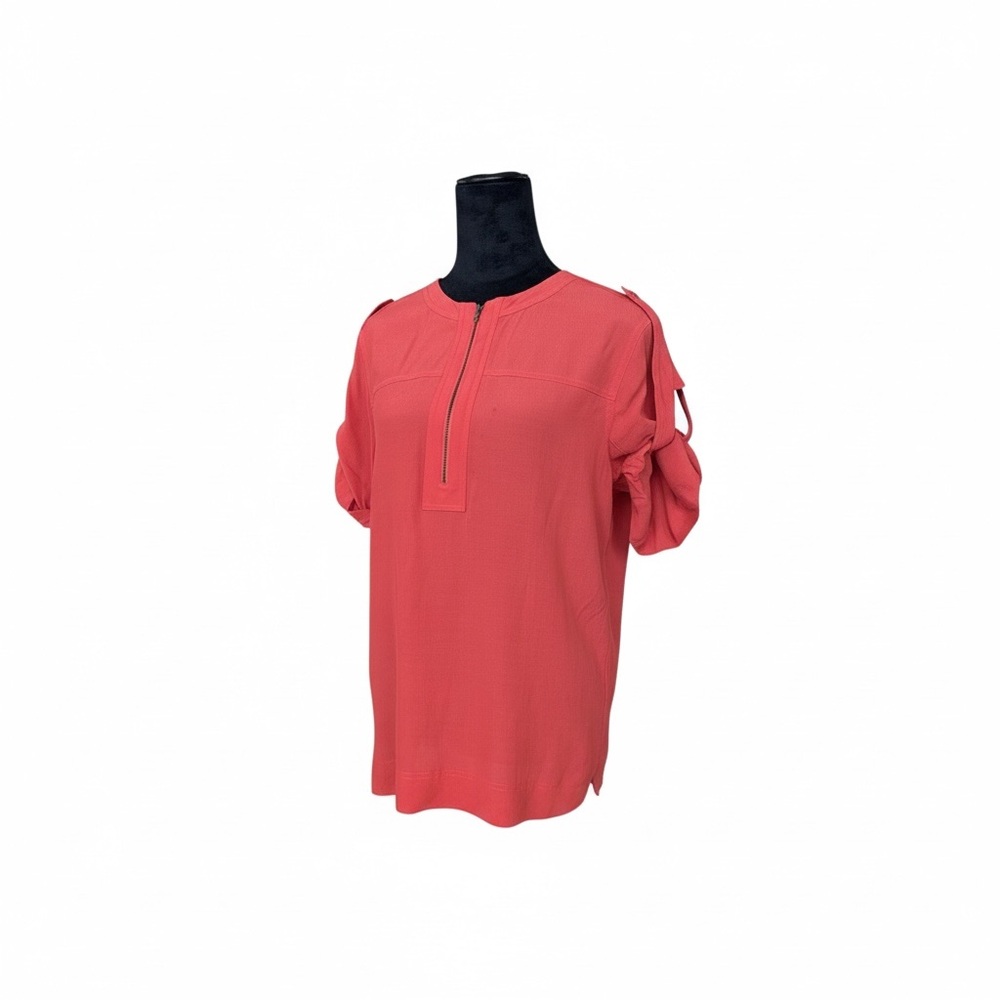 BCBGMaxAzria Orange Blouse with Zipper Detail